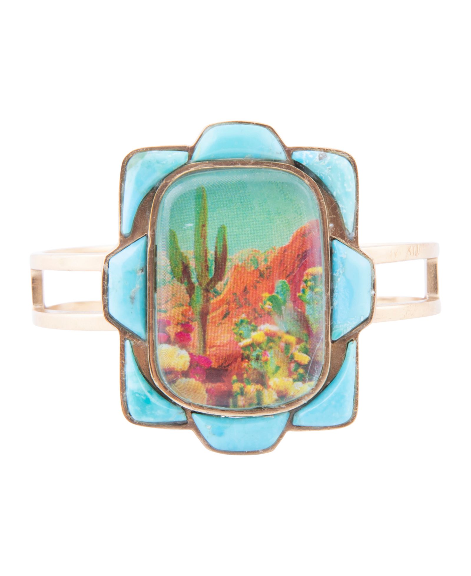 Браслет Barse Scenic Sedona Blue Turquoise and Golden Cuff