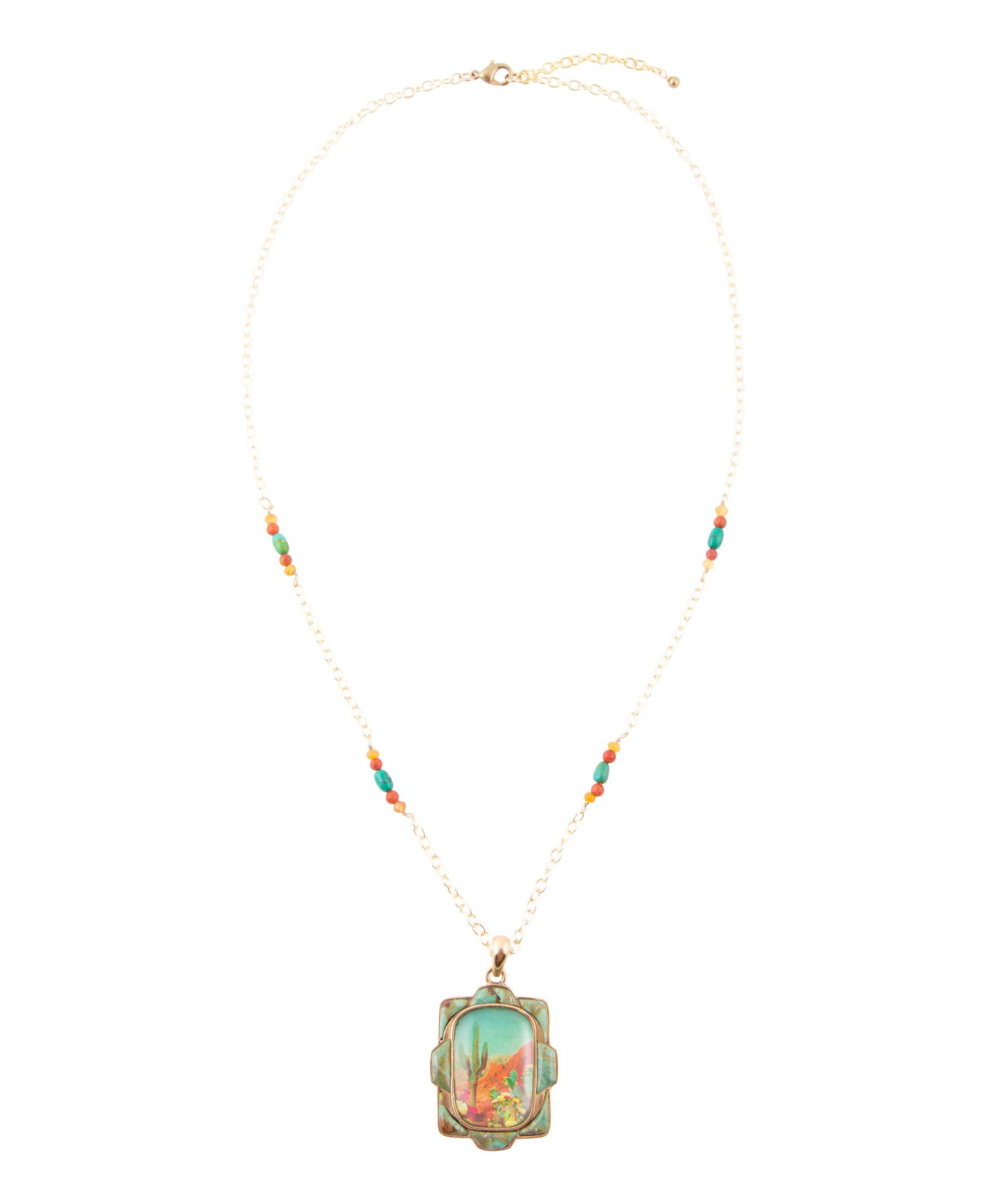 Подвеска Barse Scenic Sedona Desert Blue Turquoise Golden Pendant Necklace