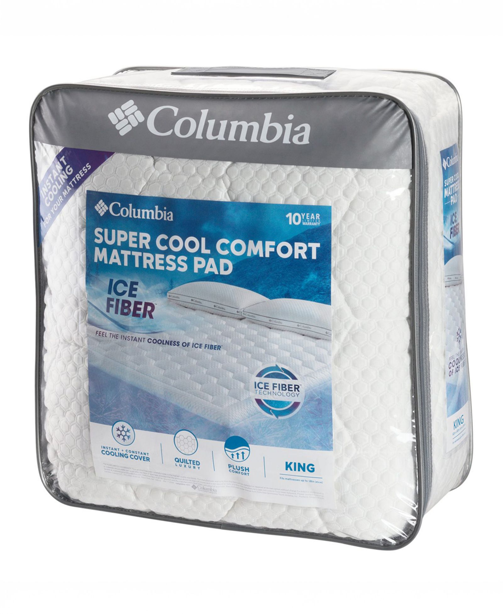 Columbia Ice Fiber Super Cool Comfort Mattress Pad, King