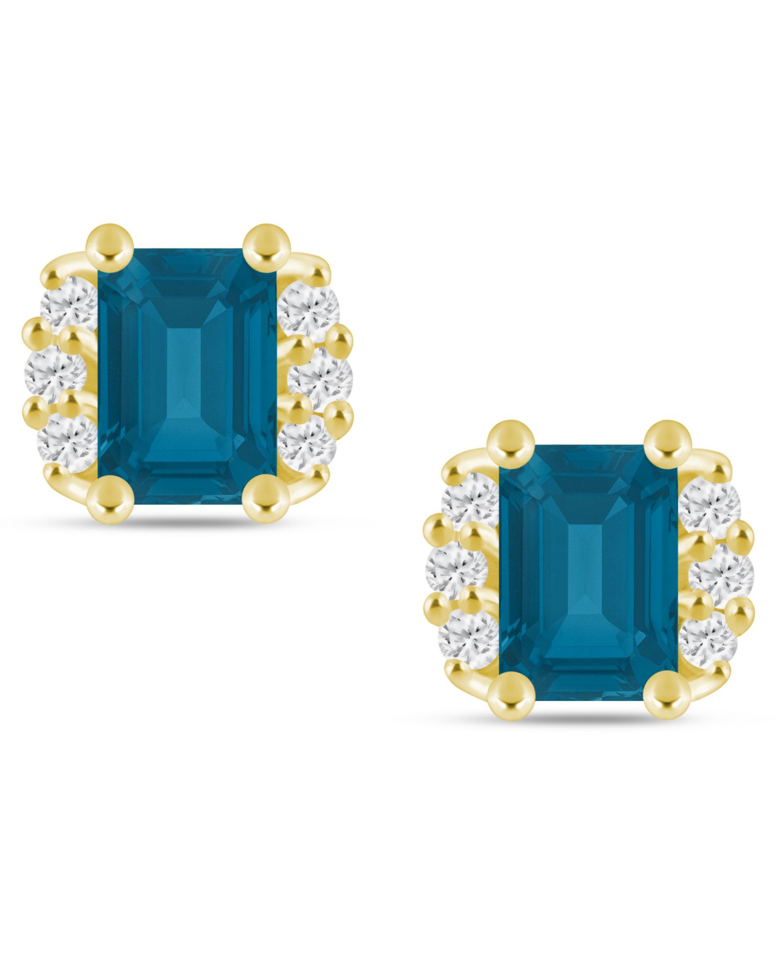 Серьги-гвоздики Macy's с драгоценными камнями и бриллиантами 1/3" в белом золоте 10K
