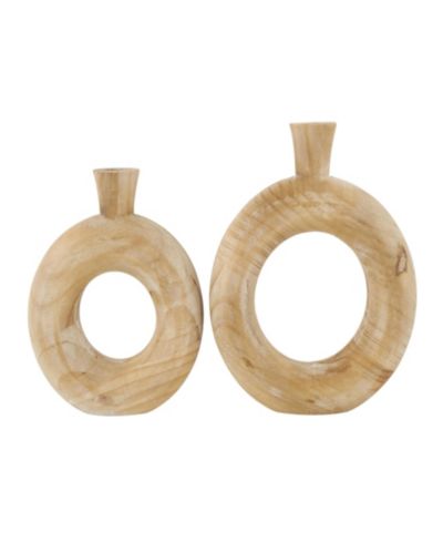 Декоративная ваза Rosemary Lane 9" Wood Circular с вырезом в центре, Set of 2