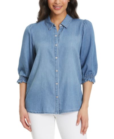 Рубашка Gloria Vanderbilt Women's Puff-Sleeve