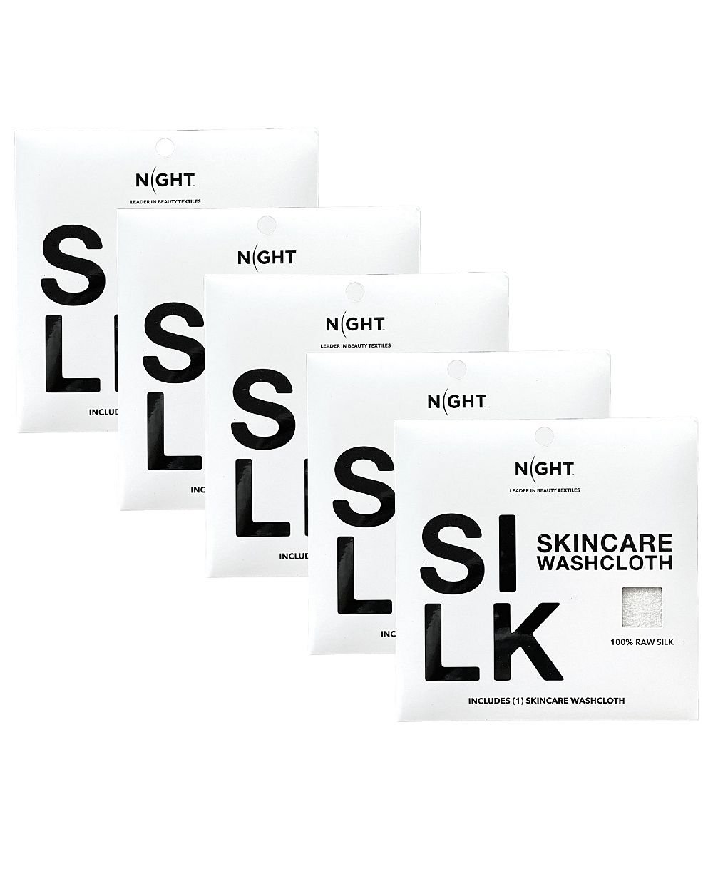 NIGHT Raw Silk Skincare Washcloths, Exfoliating, Multi-Pack