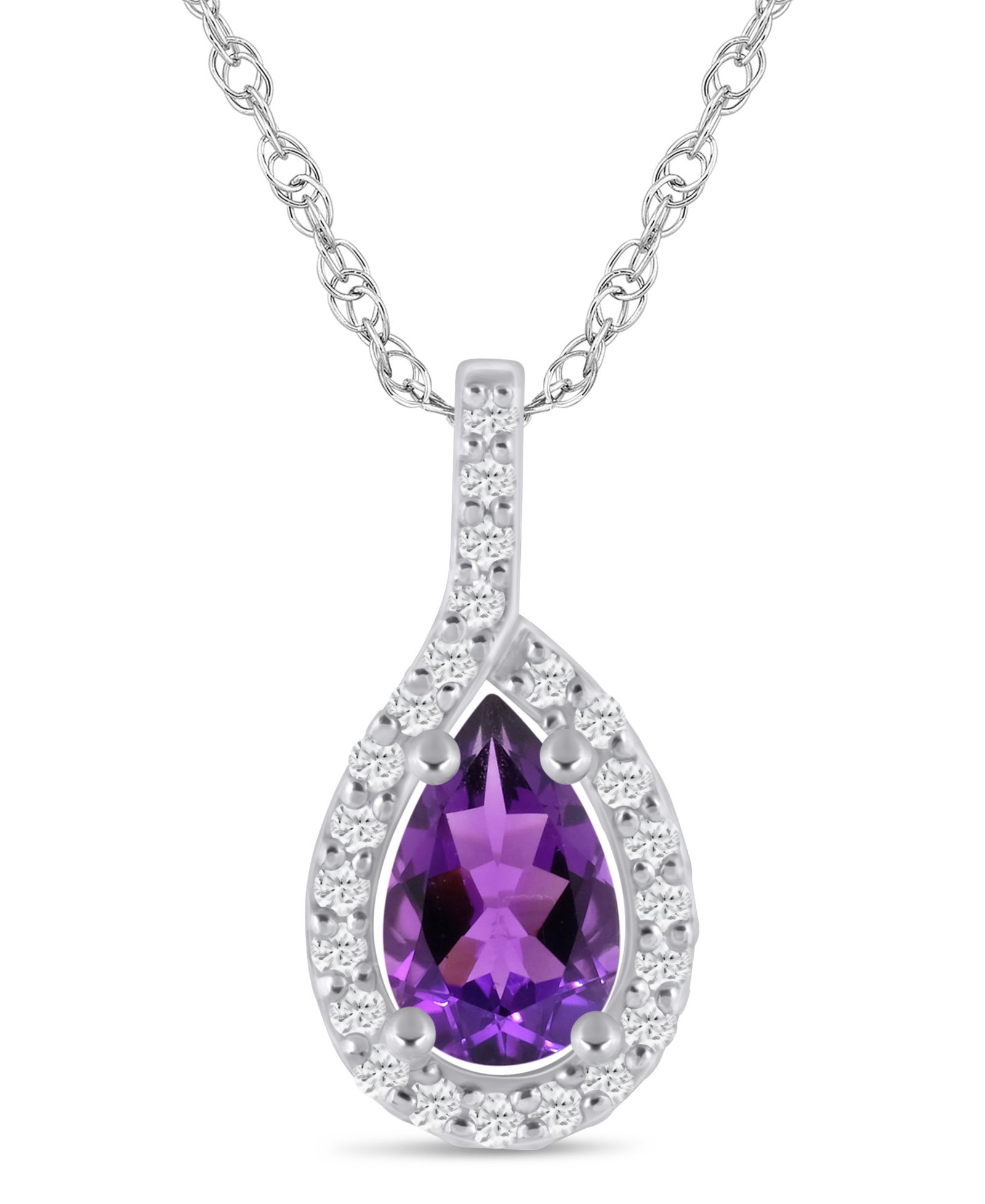 Подвеска с драгоценными камнями и бриллиантами в оправе Halo из 10k White Gold