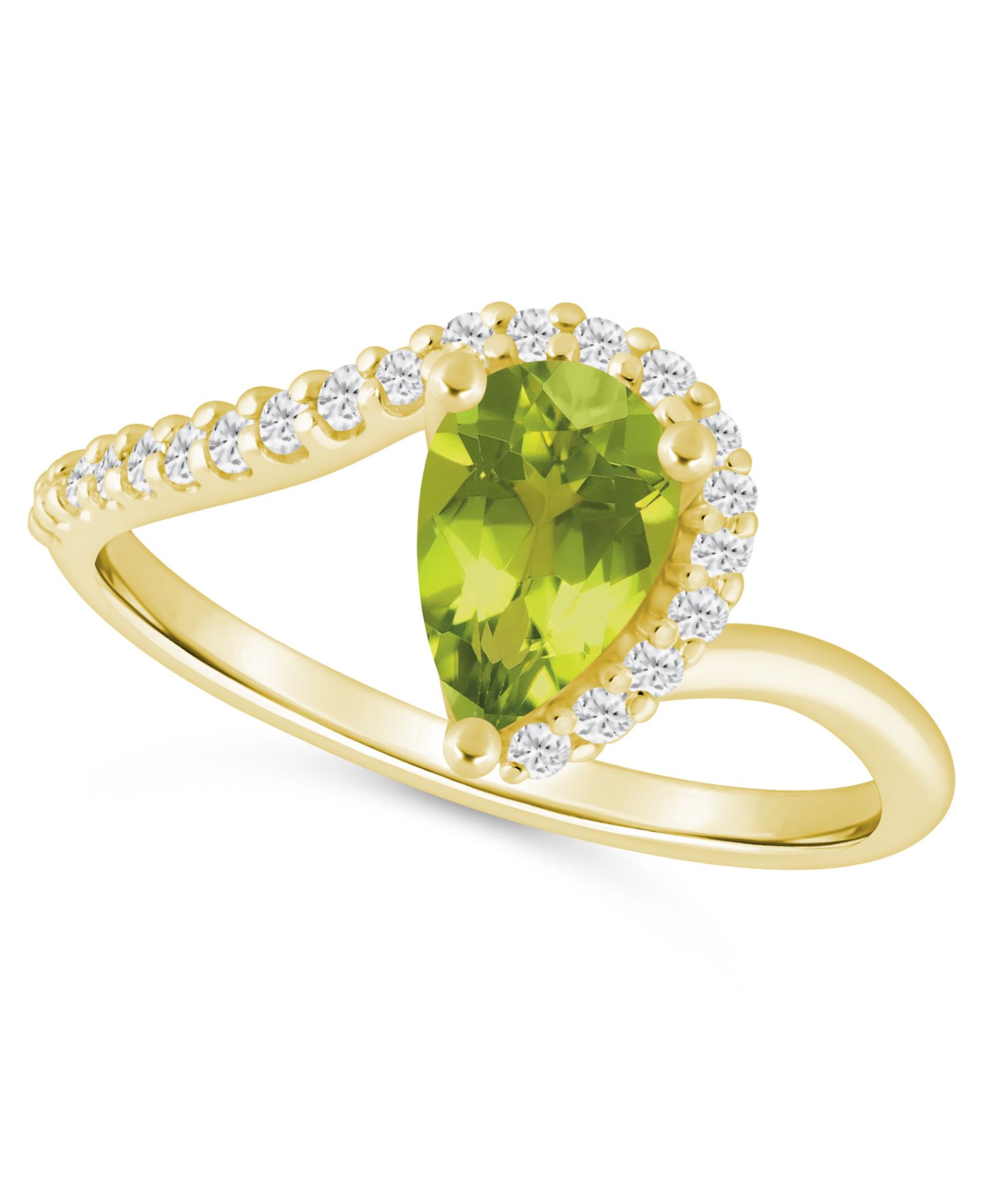 Кольцо с лондонским голубым топазом (1-1/20 ct. t.w.) и бриллиантом (1/5 ct. t.w.) в 10k желтом золоте