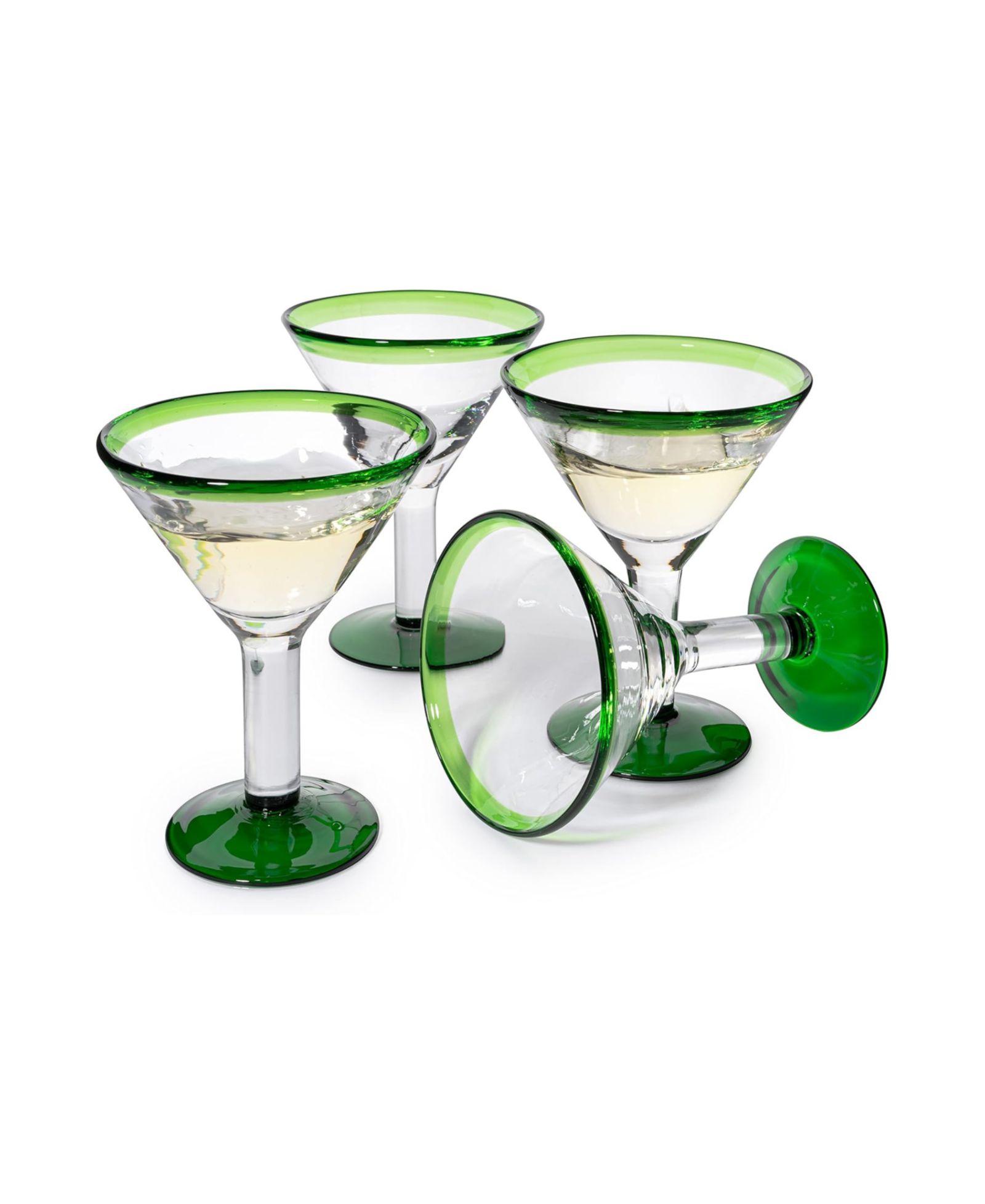 The Wine Savant Handblown Martini and Margarita Glasses, Set of 4