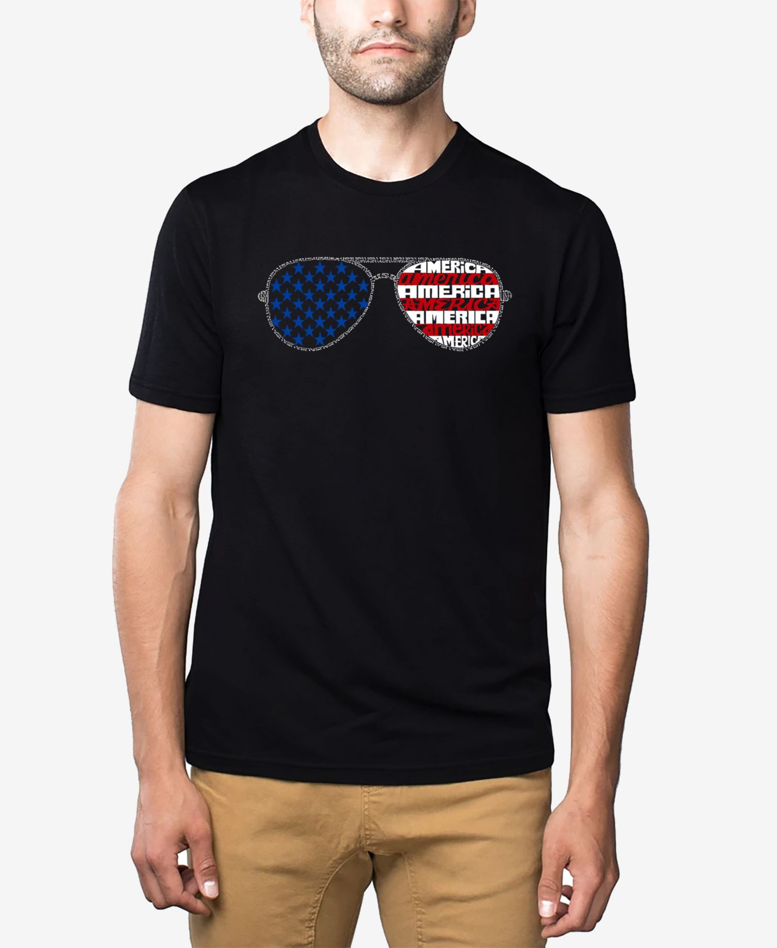 Мужская футболка LA Pop Art Cotton/Poly Blend Word Art - America Sunglasses
