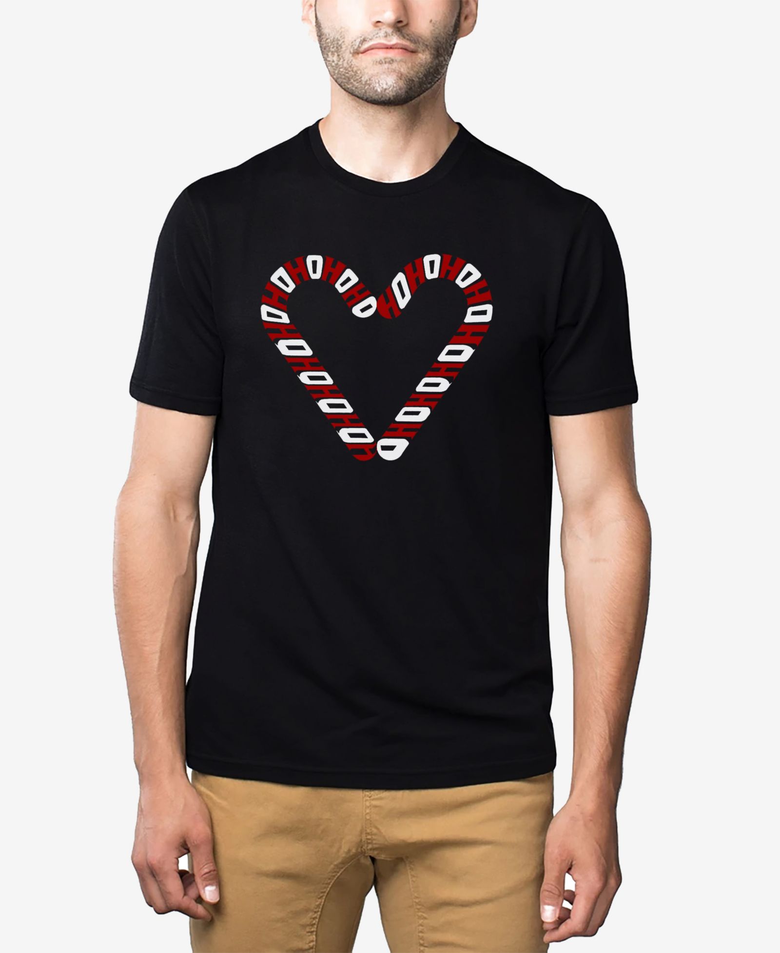 Мужская футболка LA Pop Art Cotton/Poly Blend Word Art - Candy Canes Heart