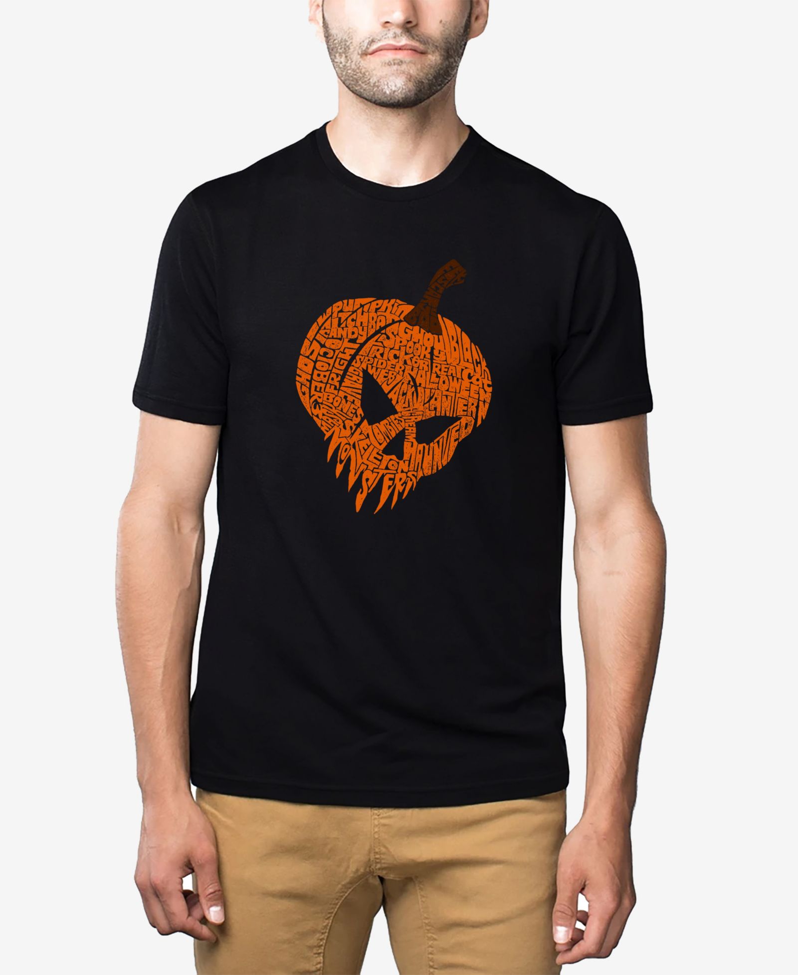 LA Pop Art Men's Evil Pumpkin Premium Blend Word Art T-Shirt