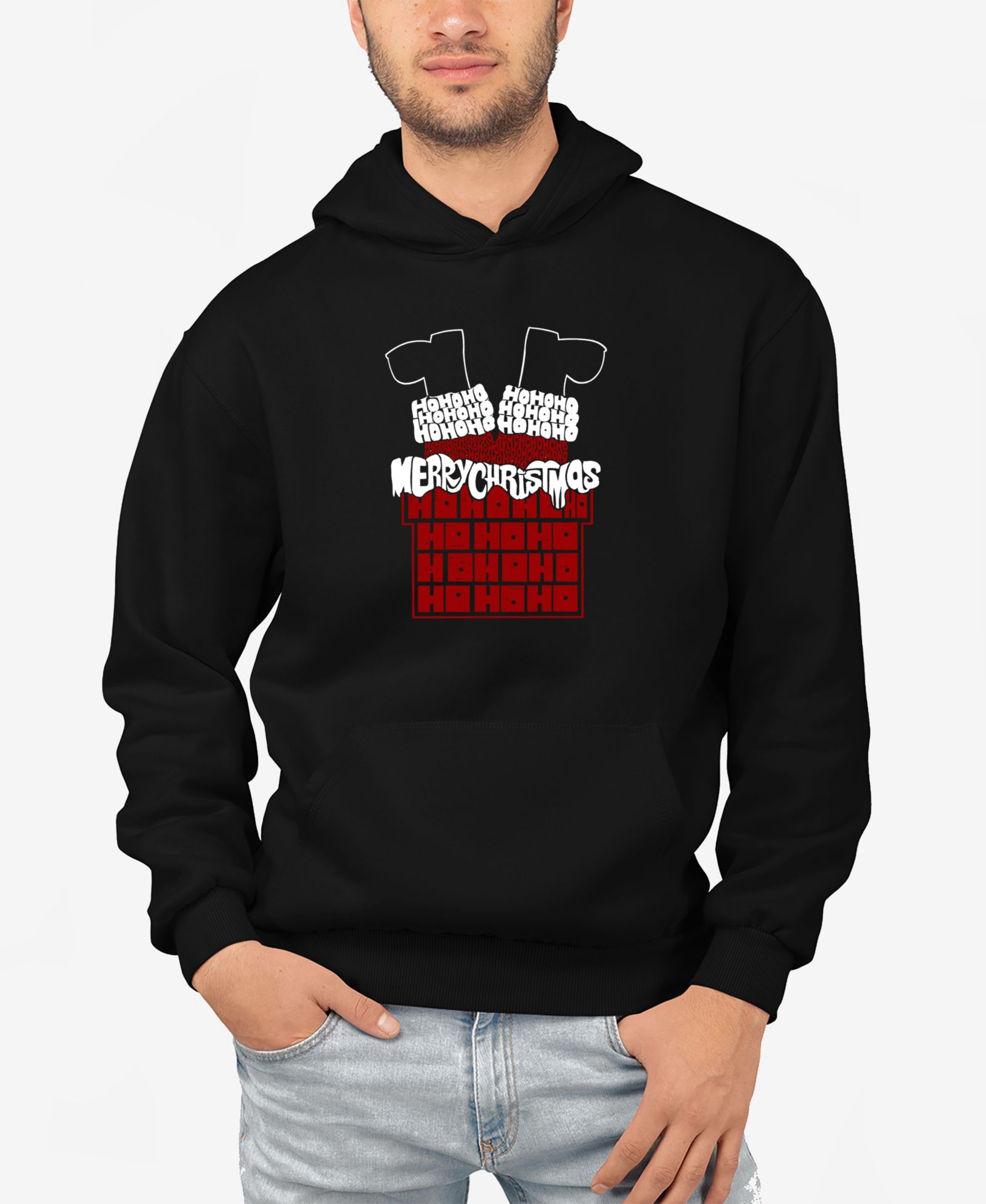 Толстовка с капюшоном LA Pop Art Мужская Chimney Santa Word Art