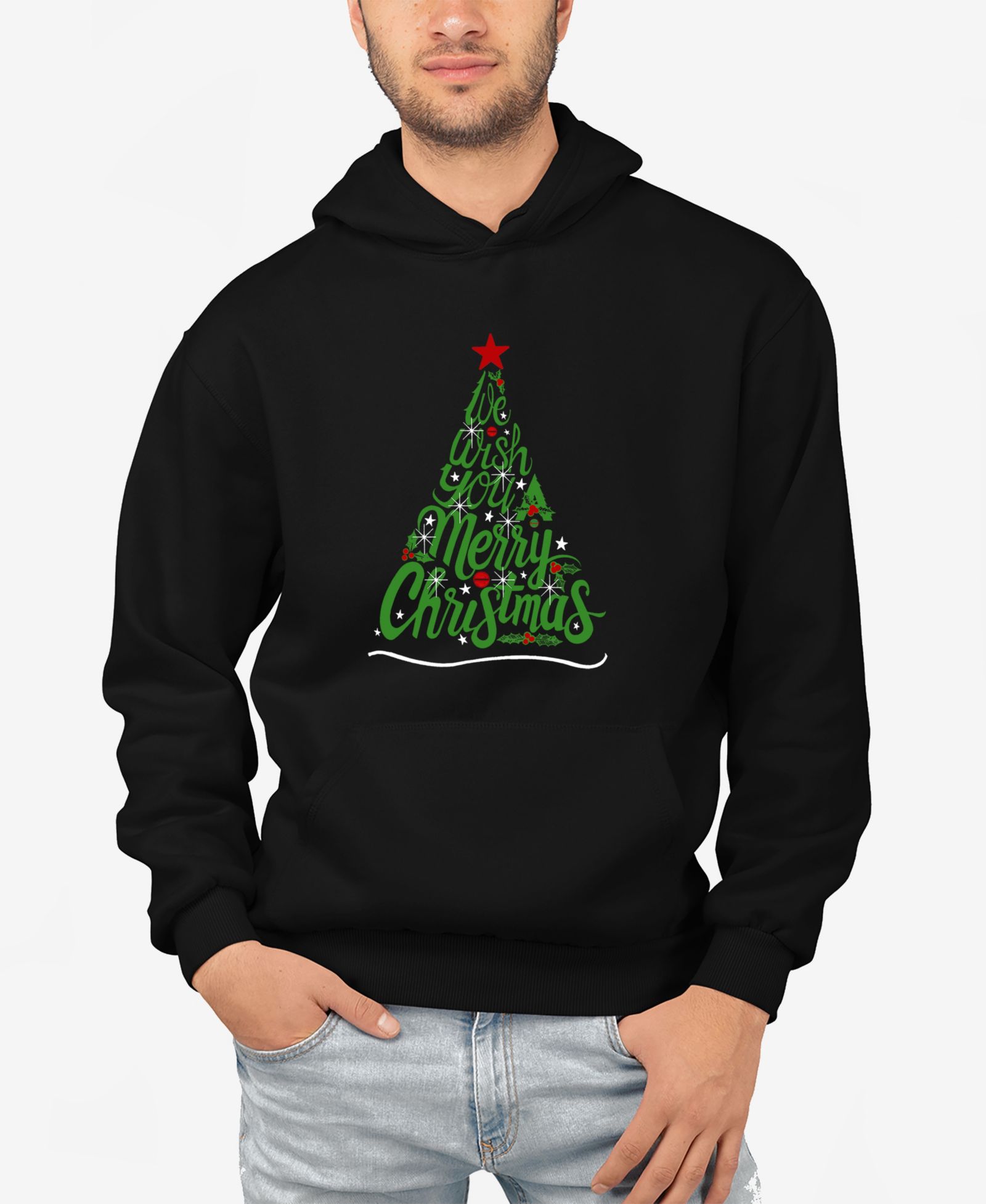 Мужское худи LA Pop Art We Wish You A Merry Christmas Word Art