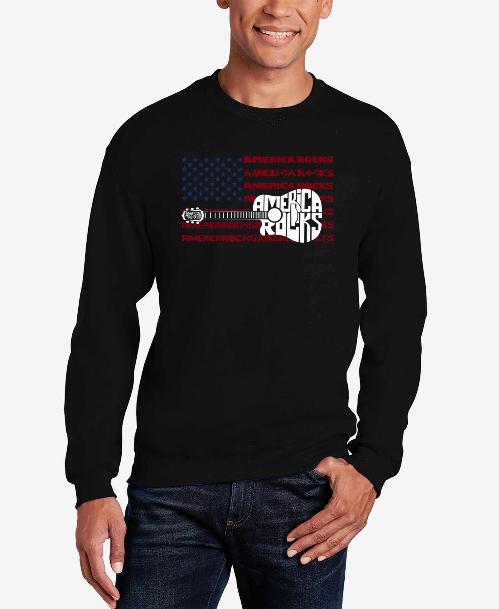 Мужской свитшот LA Pop Art America Rocks Word Art Crewneck
