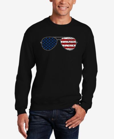 LA Pop Art Men's Americana Sunglasses Word Art Crewneck Sweatshirt