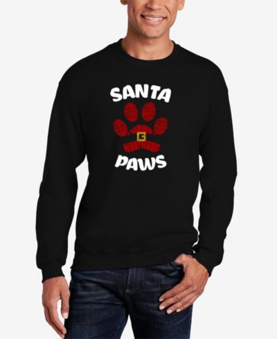 LA Pop Art Men's Santa Paws Word Art Crewneck Sweatshirt