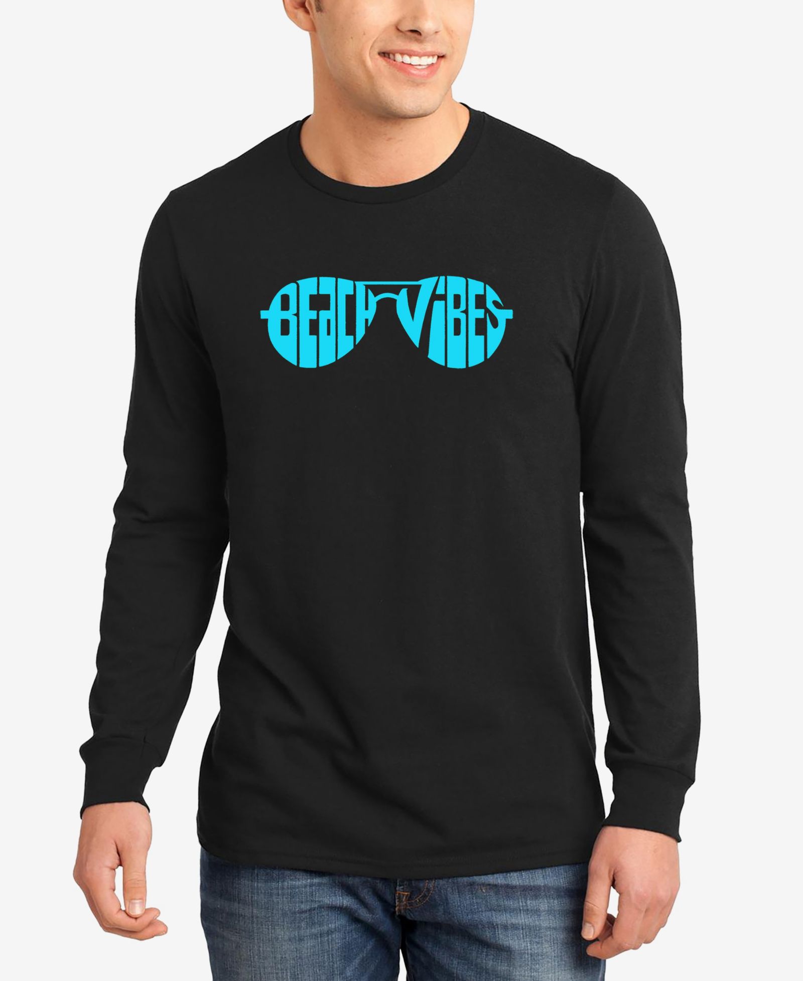 LA Pop Art Men's Beach Vibes Word Art Long Sleeve T-Shirt