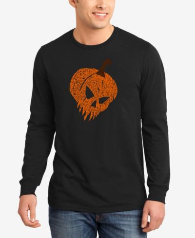 LA Pop Art Men's Evil Pumpkin Word Art Long Sleeve T-Shirt