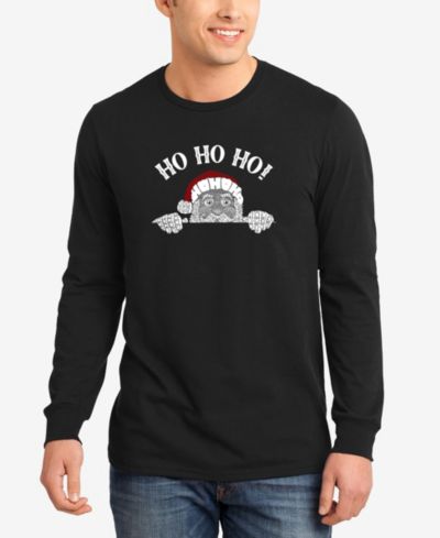 LA Pop Art Men's Peeking Santa Word Art Long Sleeve T-Shirt