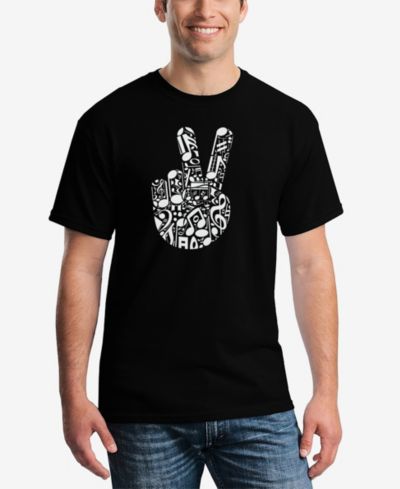 LA Pop Art Men's Peace Finger Notes Word Art T-Shirt