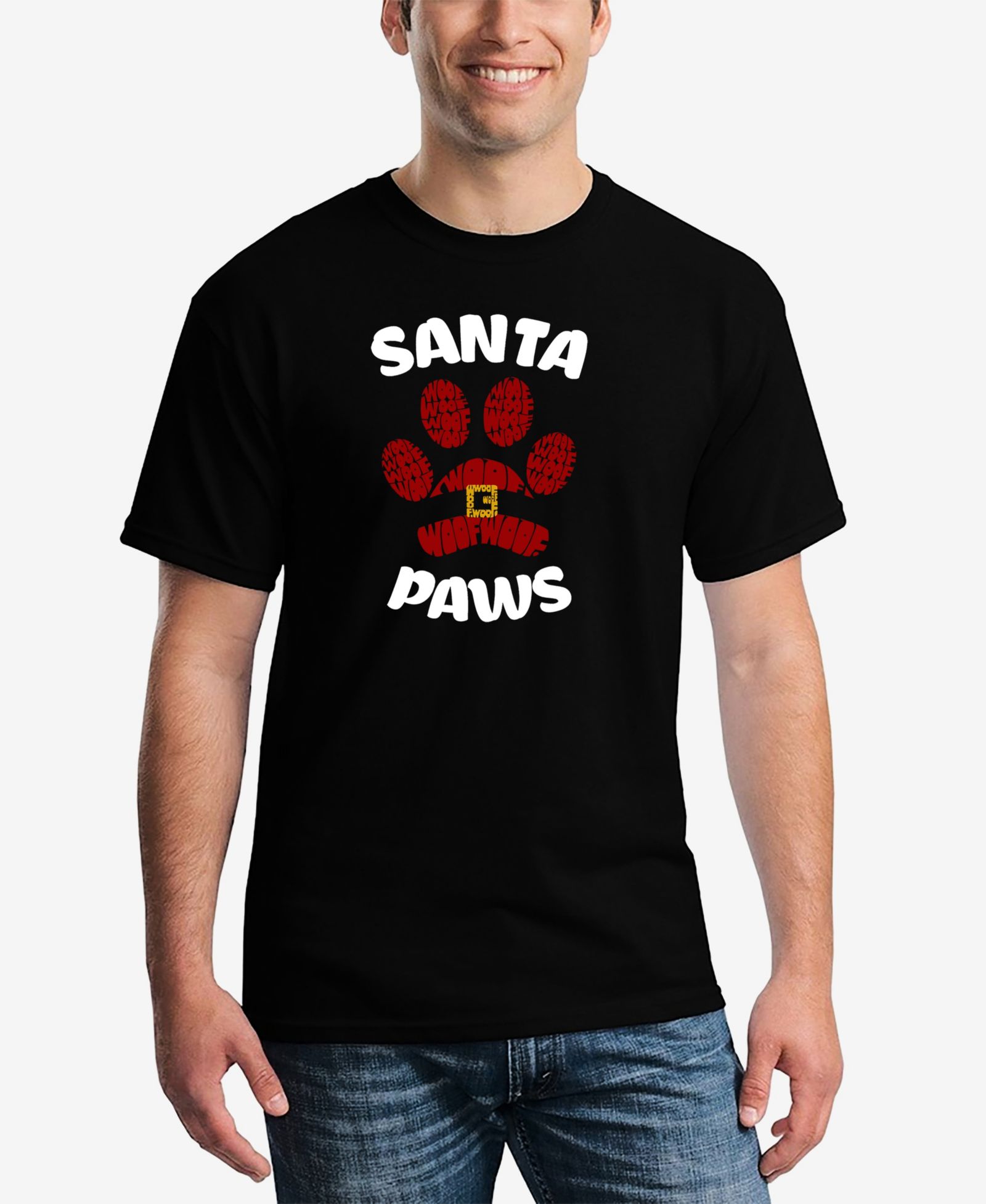 LA Pop Art Мужская футболка с принтом Santa Paws