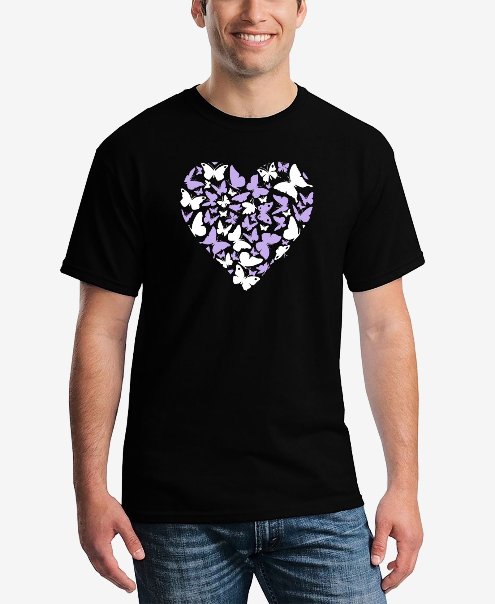 LA Pop Art Men's Butterfly Heart Word Art T-Shirt
