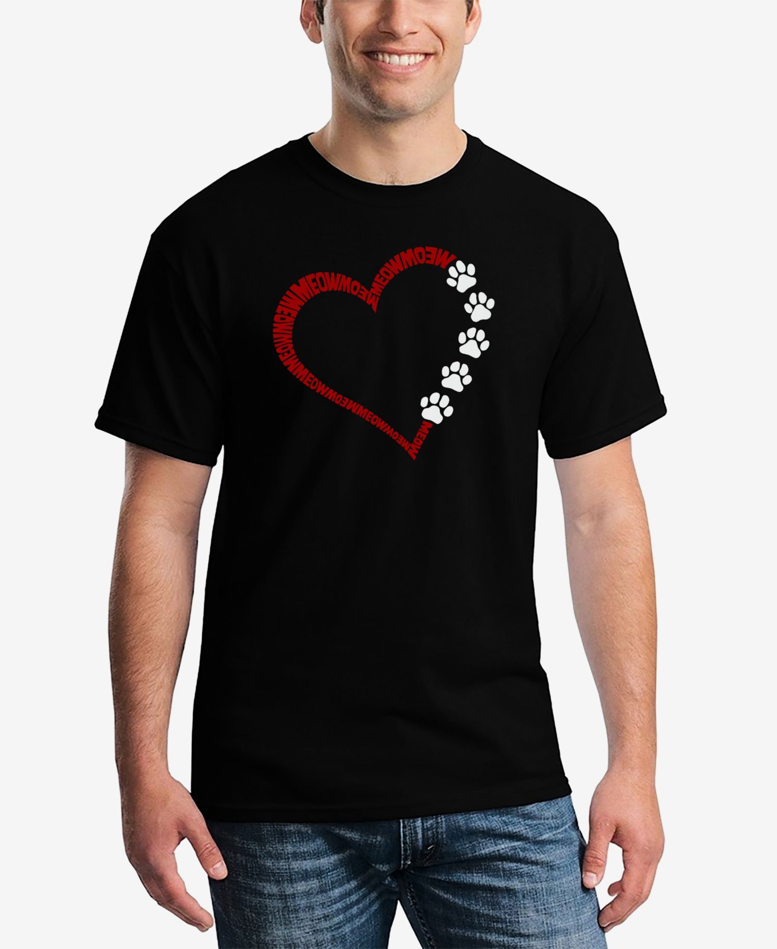 LA Pop Art Men's Meow Heart Word Art T-Shirt