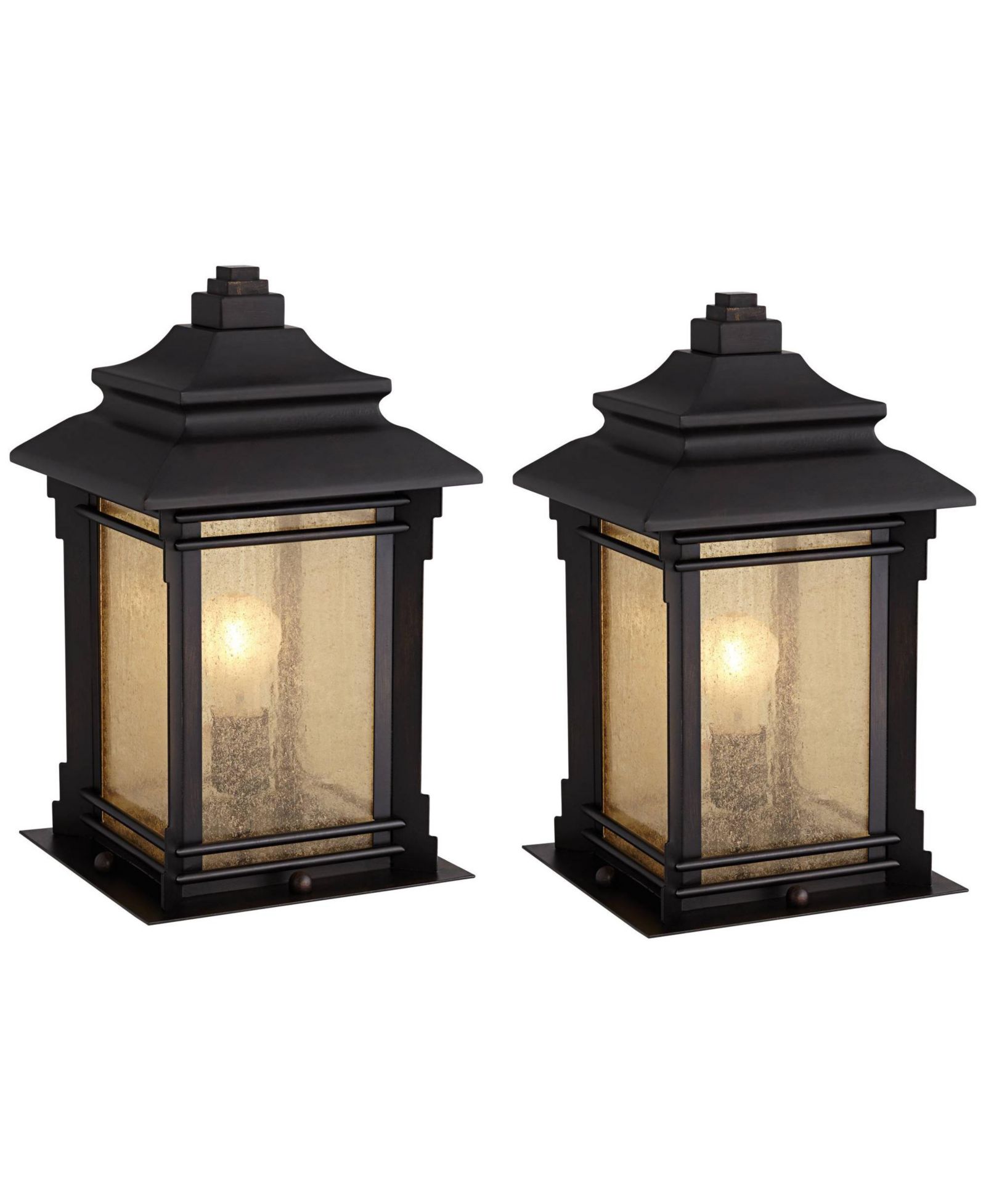 Franklin Iron Works Hickory Point Rustic 16 1/2" Frosted Cream Glass for Exterior Barn Deck Set of 2 Farmhouse Outdoor Pier Mount Lights