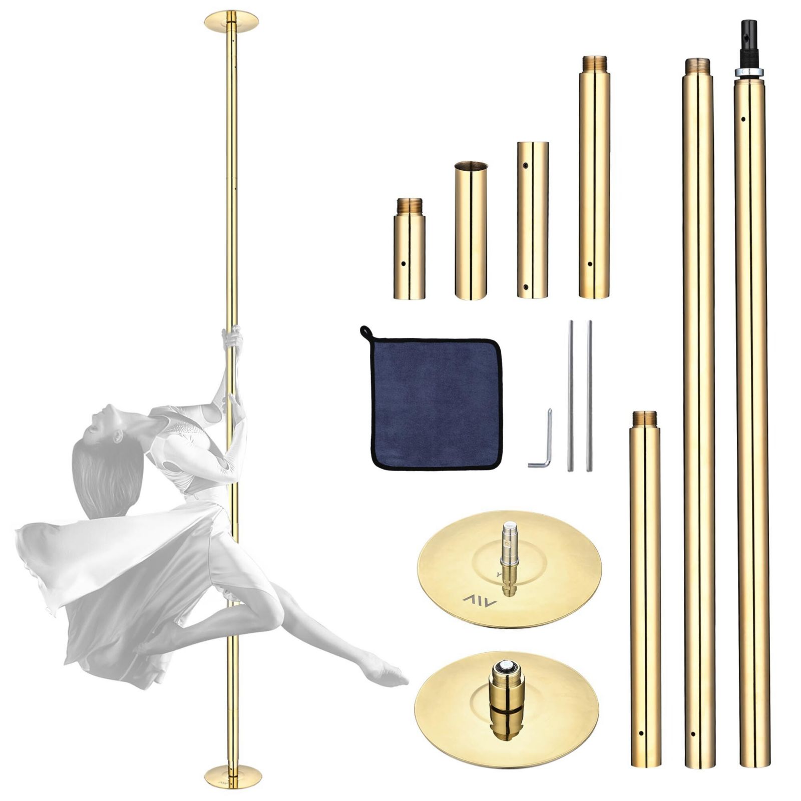 Набор для танцев Yescom 11 FT Gold Spinning Pole
