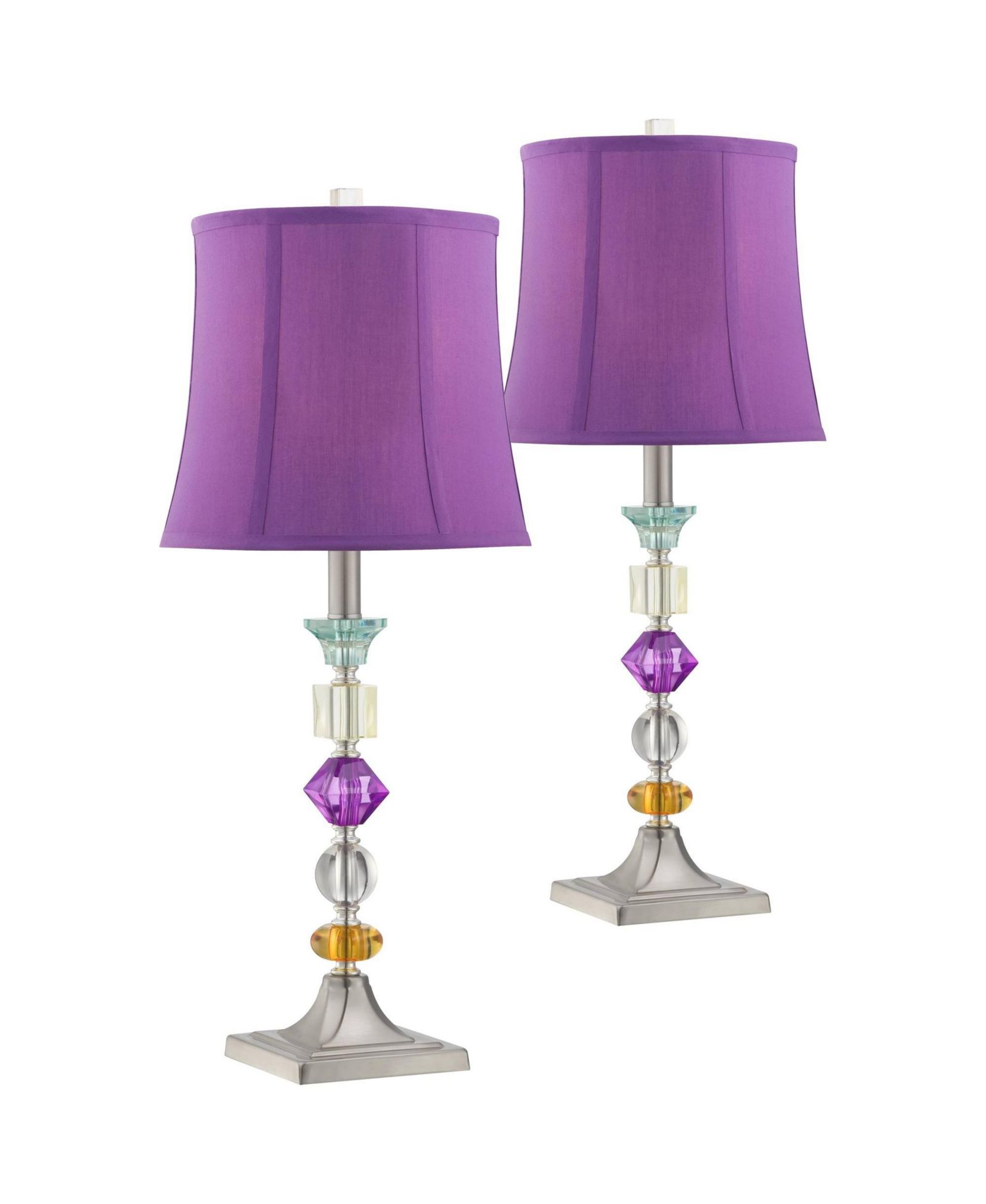 360 Lighting Современные настольные лампы Bijoux, комплект из 2 шт., 25 1/2" High, Purple Bell Shade