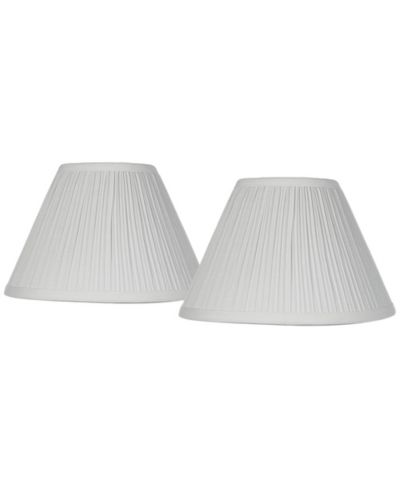 Springcrest Set of 2 Bell Lamp Shades White Mushroom Pleated Small 5" Top x 11" Bottom x 7.5" Slant Candelabra Clip-On Fitting