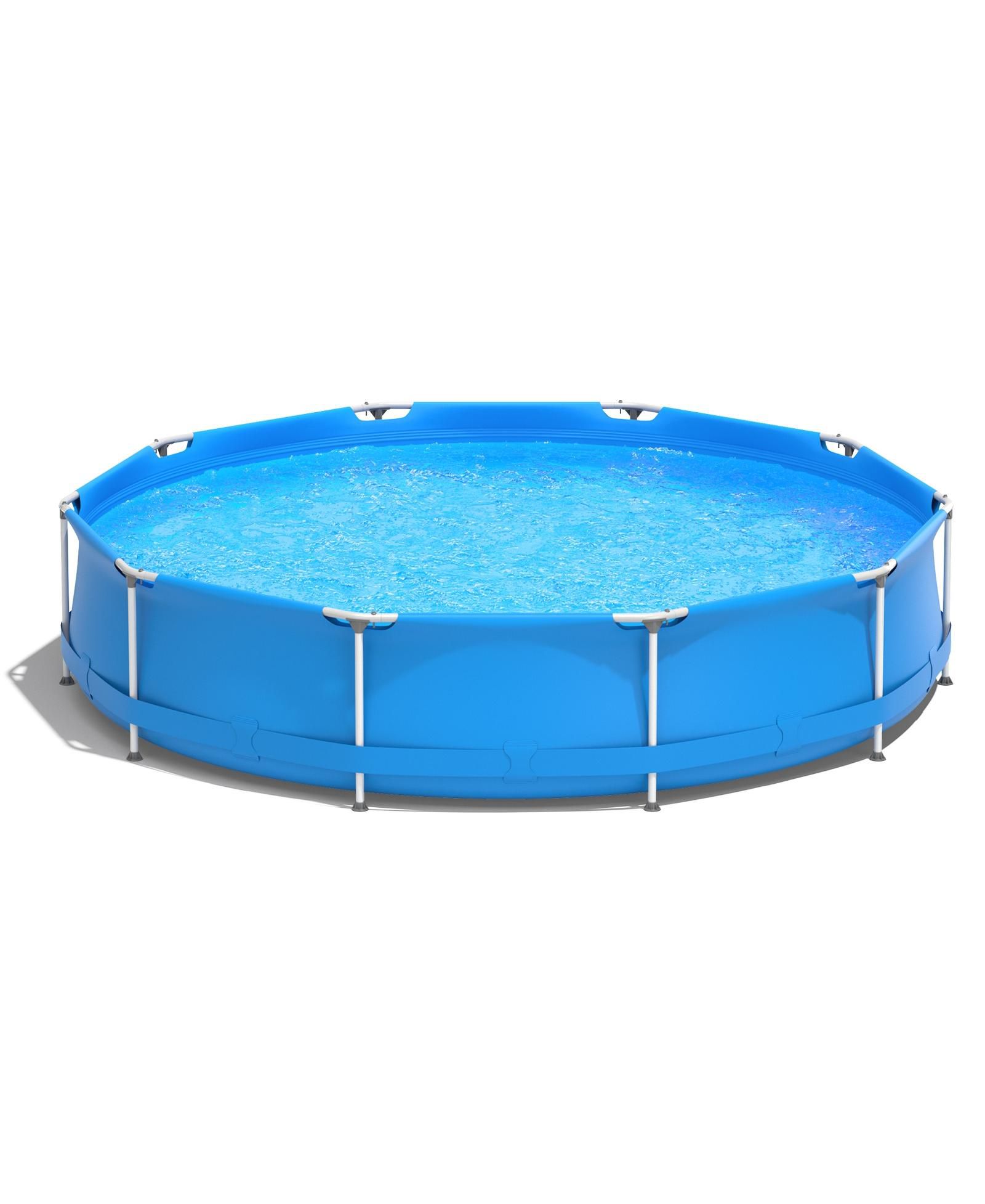 Round Above Ground Swimming Pool with Cover and Iron Frame