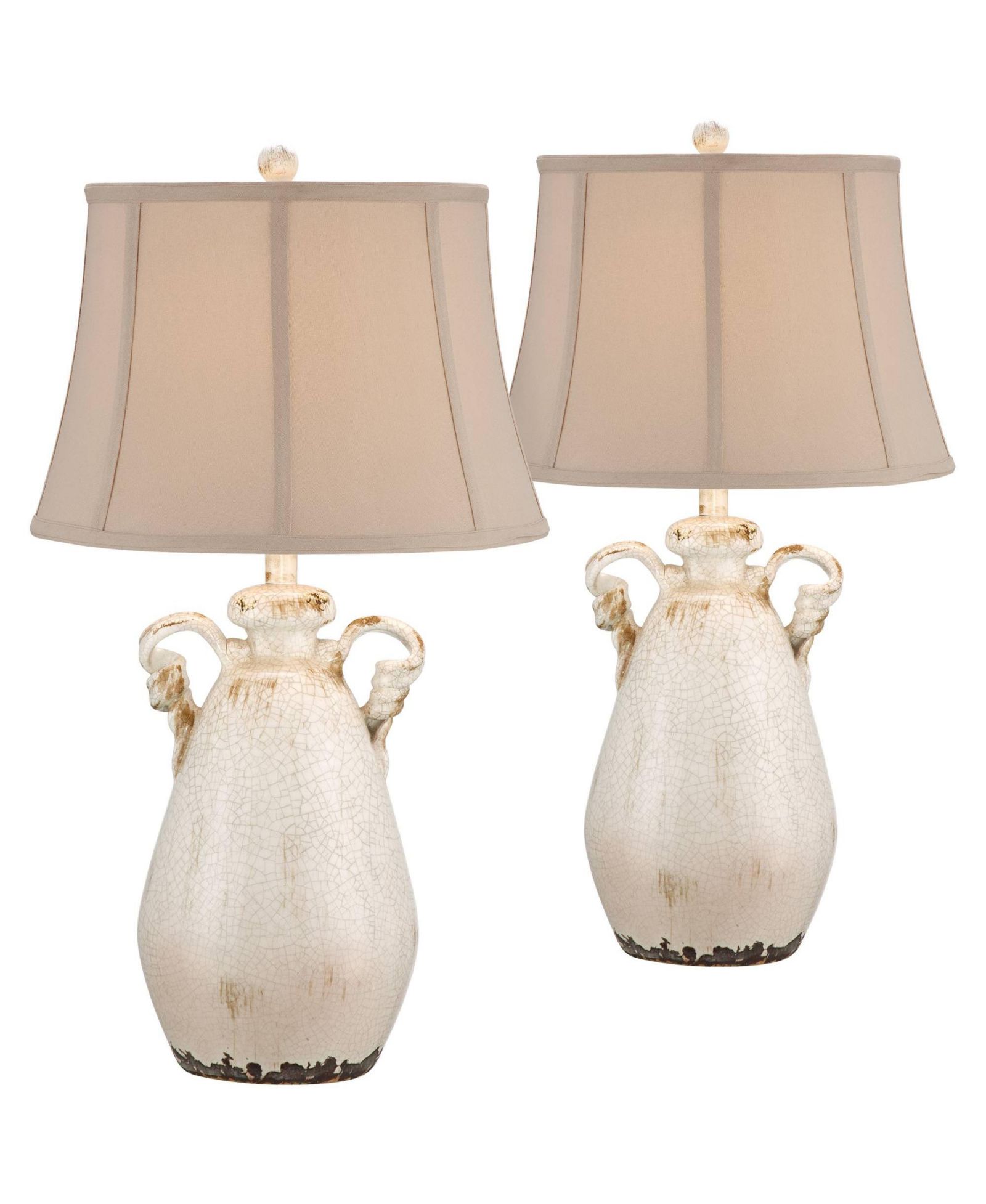 Набор настольных ламп Regency Hill 29" Tall Set of 2 Crackled Glaze Ceramic Bell Shade Rustic Country Cottage Table Lamps