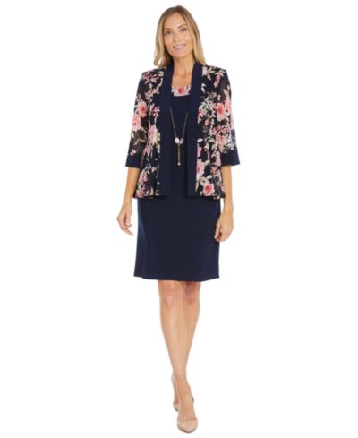Женский комплект R & M Richards Floral Printed Jacket and Necklace Dress