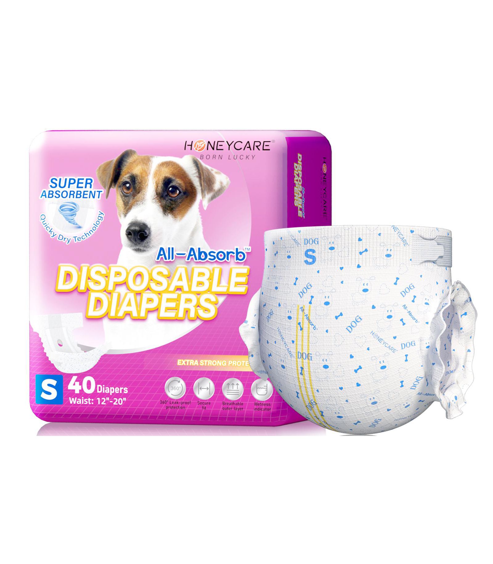 HoneyCare одноразовые подгузники для собак Small, 12-20 inches, 80ct