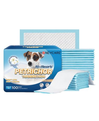 HoneyCare all absorb puppy training pads, ultra absorbent odor control with leak proof 5 layer protection, quick dry, 200 count
