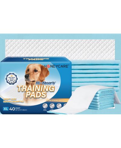 HoneyCare All-Absorb, Dog and Puppy Training Pads, Leak-Proof 5-Layer Potty Training Pads with Quick-Dry Surface, 28" x 34 inch 80t