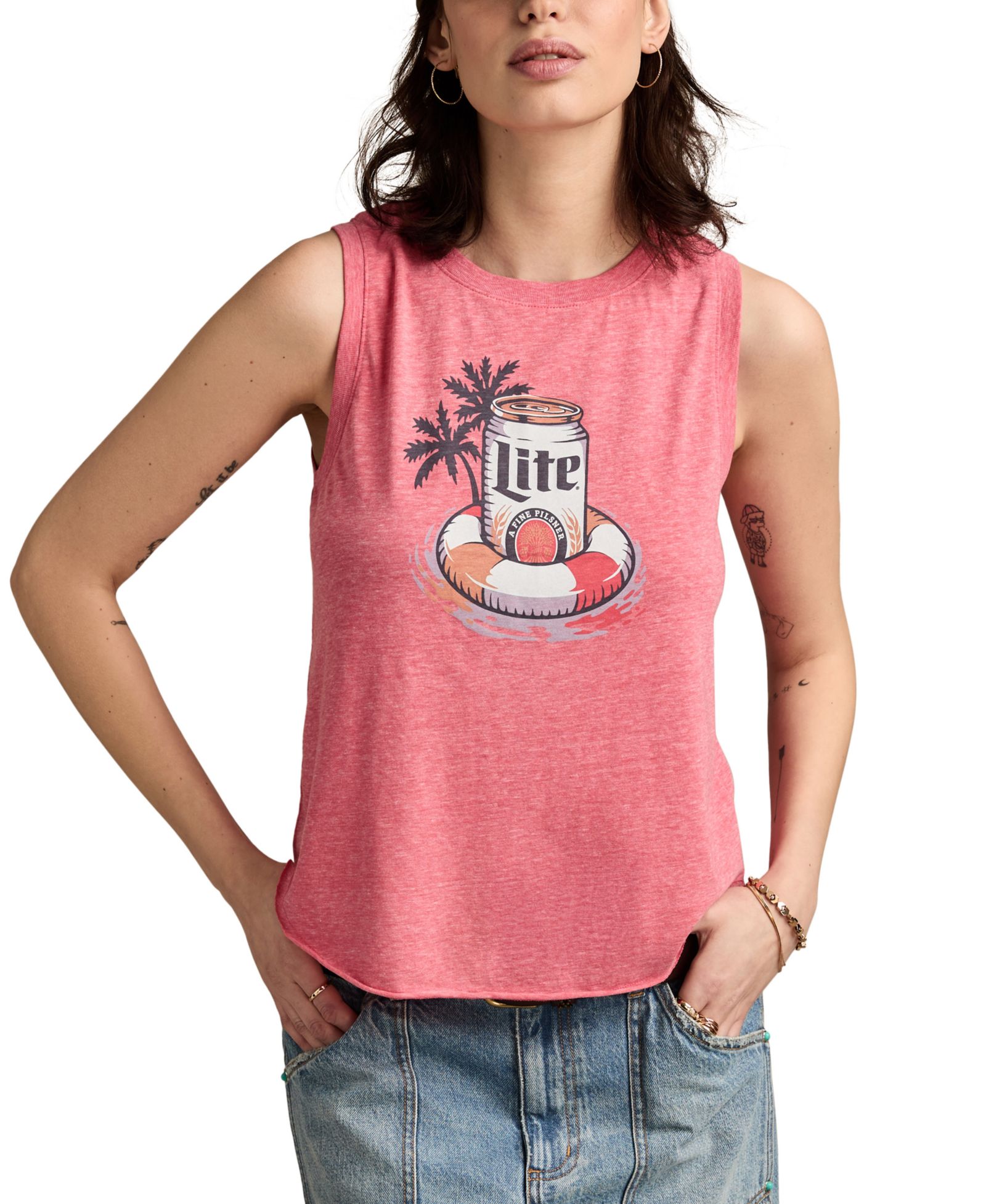 Lucky Brand Женская майка без рукавов Miller Lite Floaty
