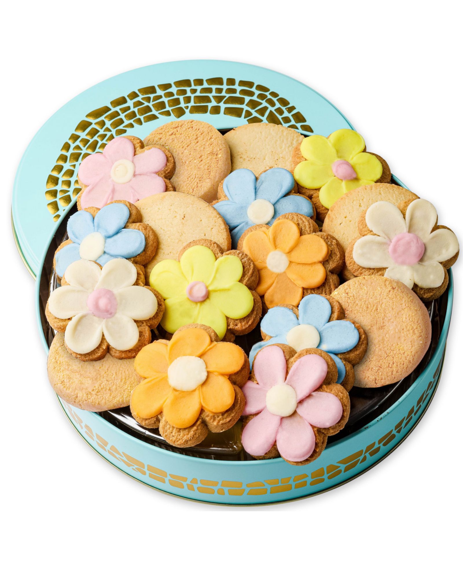 Bonnie & Pop Flower Shaped Sugar Cookie Tin, 14 Pieces