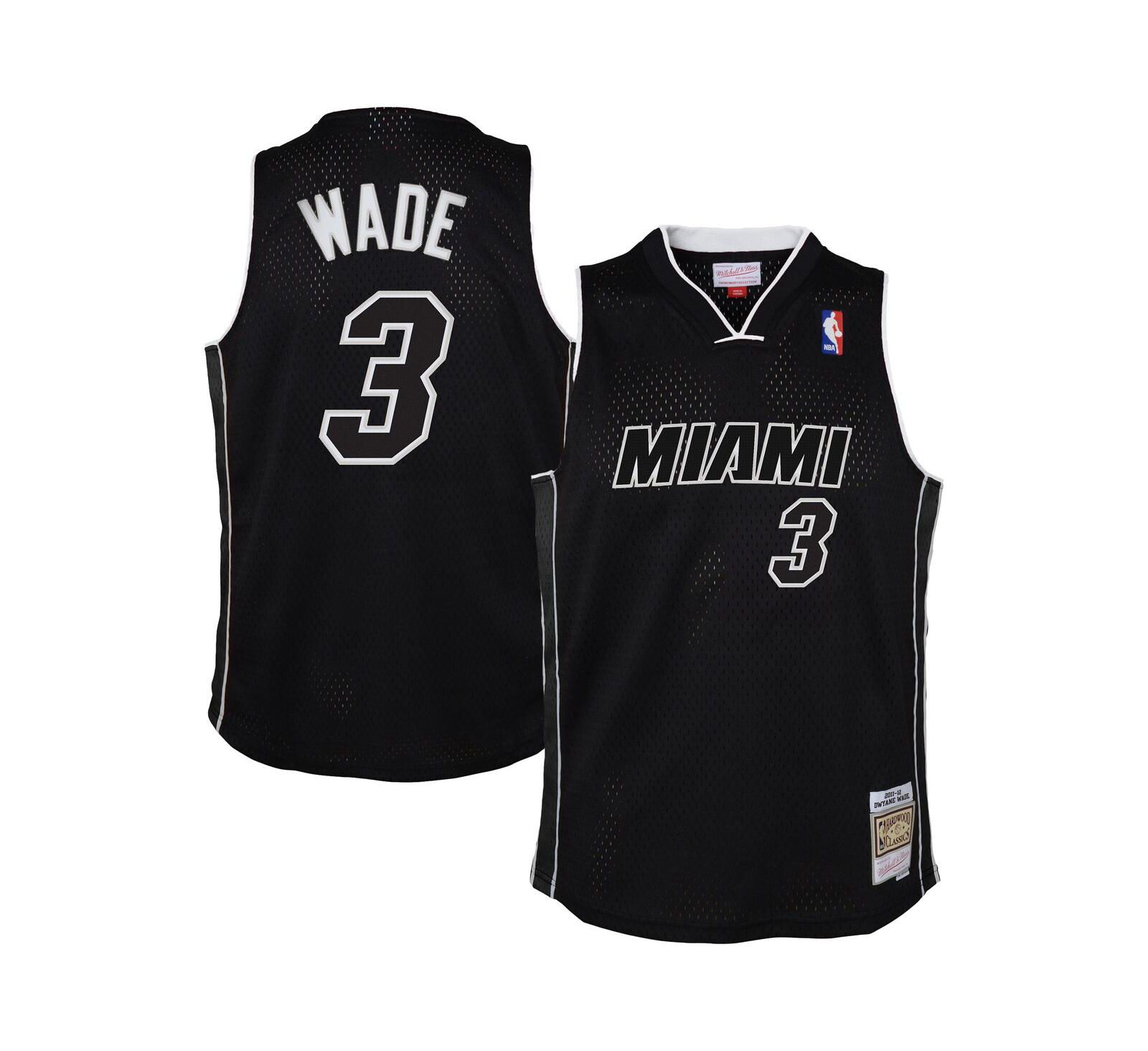 Детская джерси Mitchell & Ness Dwyane Wade Black Miami Heat 2011/12 Hardwood Classics Swingman Alternate