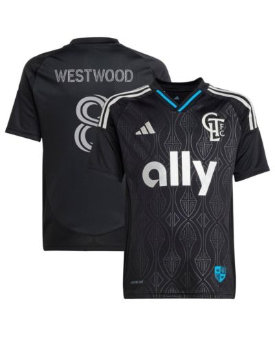 Adidas Big Boys and Girls Ashley Westwood Black Charlotte FC 2025 Fortress Kit Replica Player Jersey