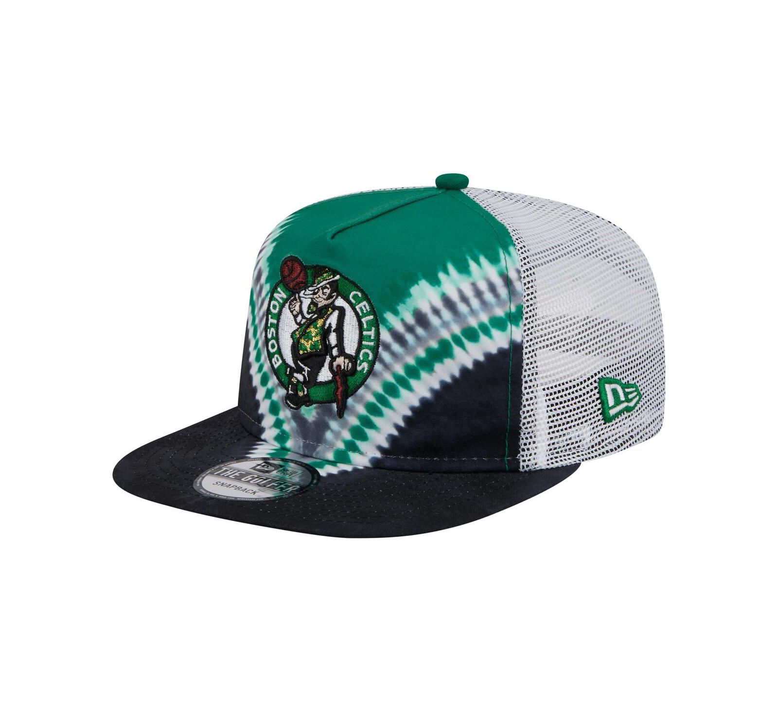 Мужская кепка New Era Black/Kelly Green Boston Celtics Throwback Dye Golfer Snapback