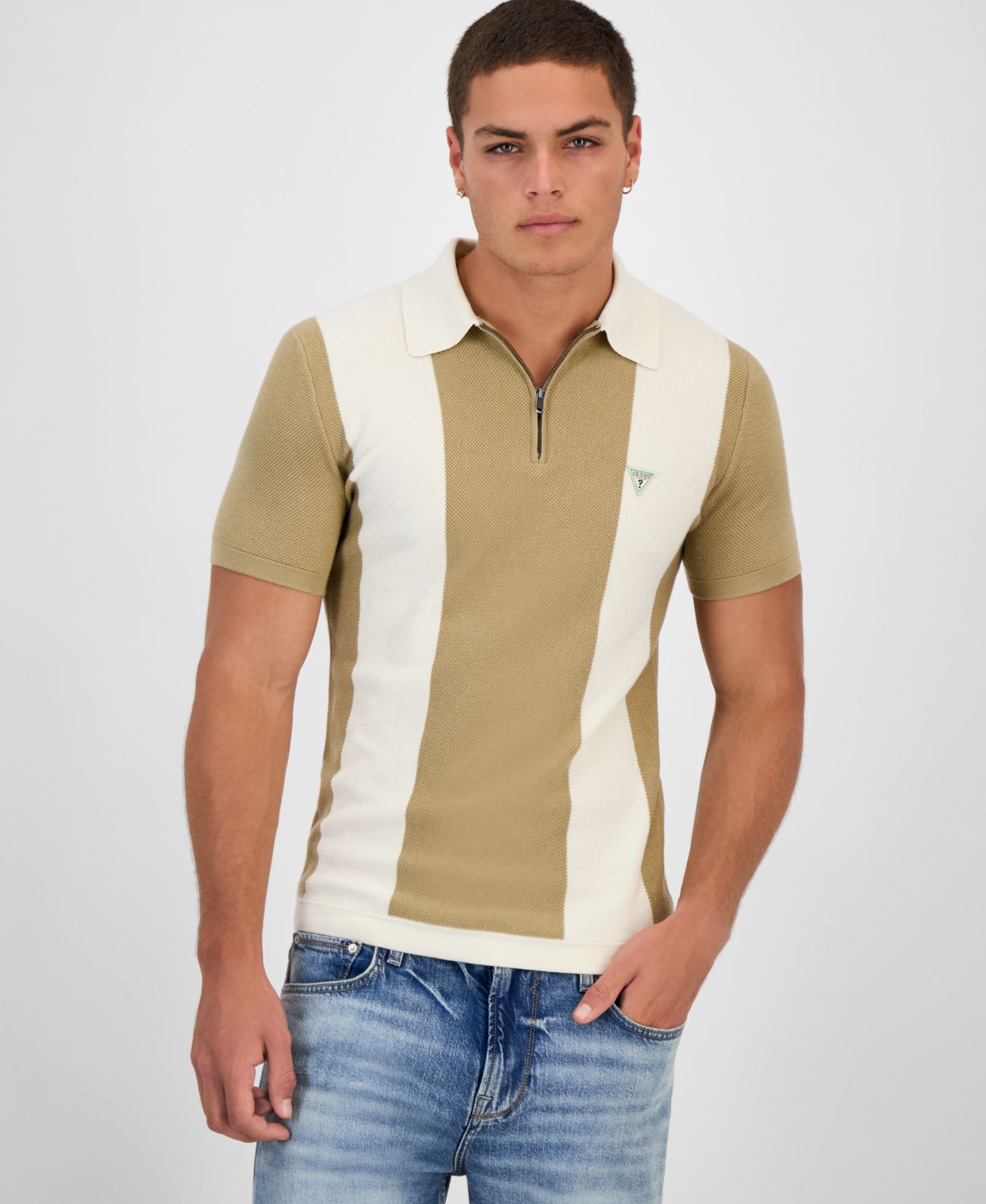 GUESS Мужской поло-рубашка GUESS Humphrey Colorblocked Stripe Sweater Polo