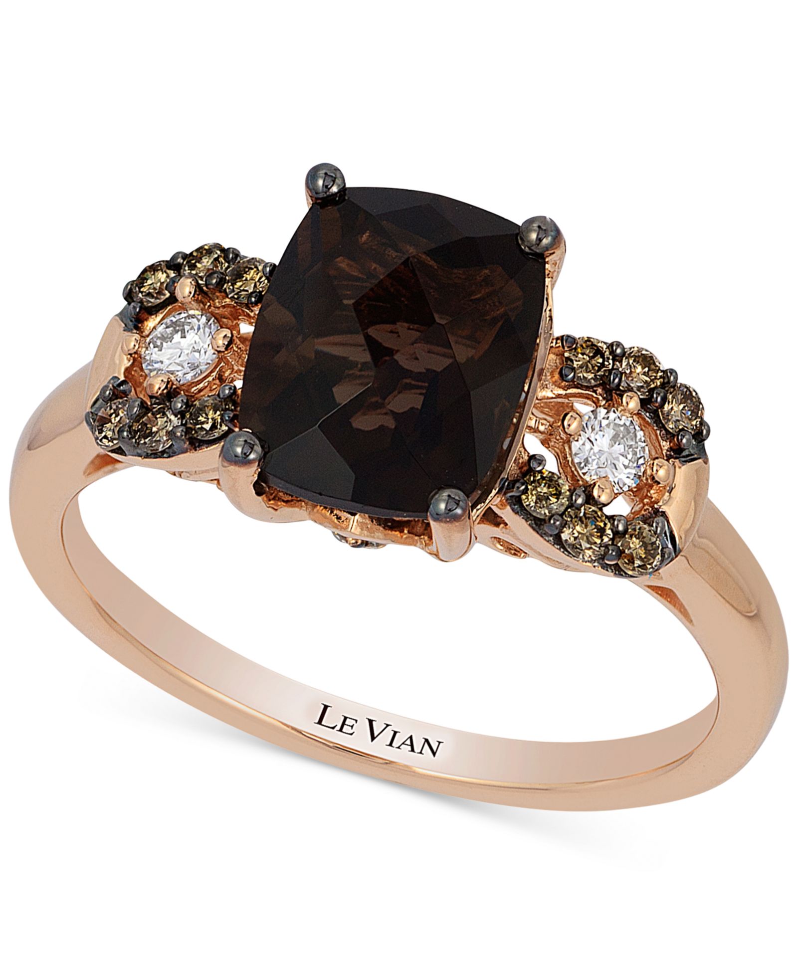 Кольцо Le Vian Chocolatier® Chocolate Quartz (1-9/10 ct. t.w.) и Diamond (1/5 ct. t.w.) в 14k Rose Gold