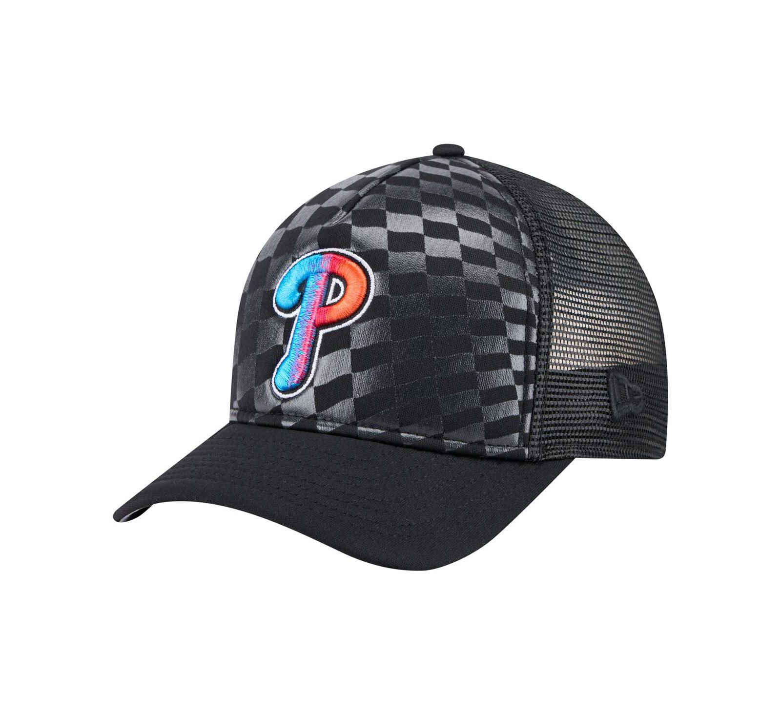 New Era Men's Black Philadelphia Phillies Gradient 9FORTY A-Frame M-Crown Trucker Adjustable Hat