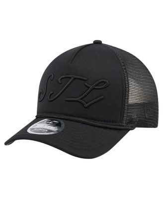 New Era Men's Black St. Louis Cardinals City Initial 9FORTY A-Frame M-Crown Adjustable Trucker Hat