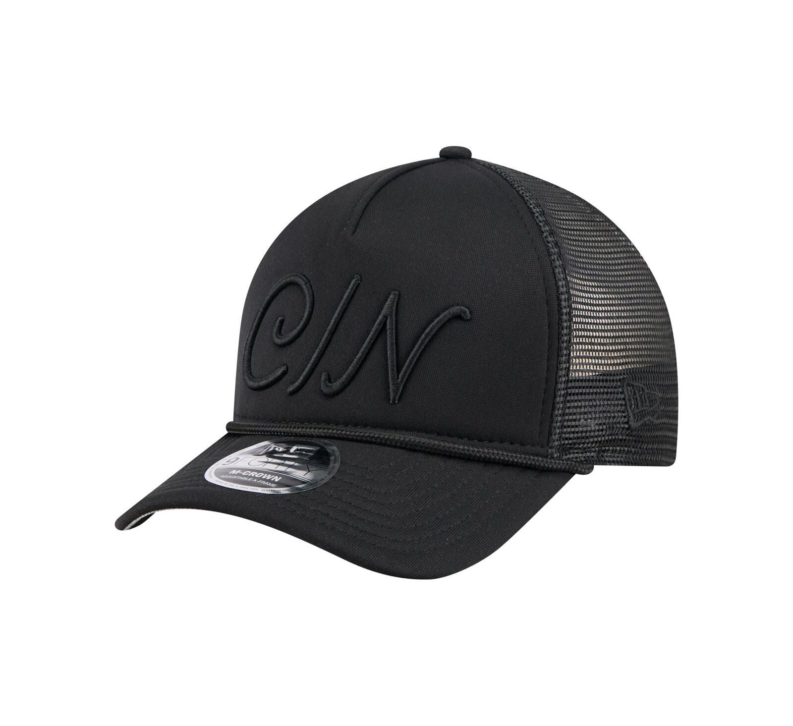 New Era Men's Black Cincinnati Reds City Initial 9FORTY A-Frame M-Crown Adjustable Trucker Hat