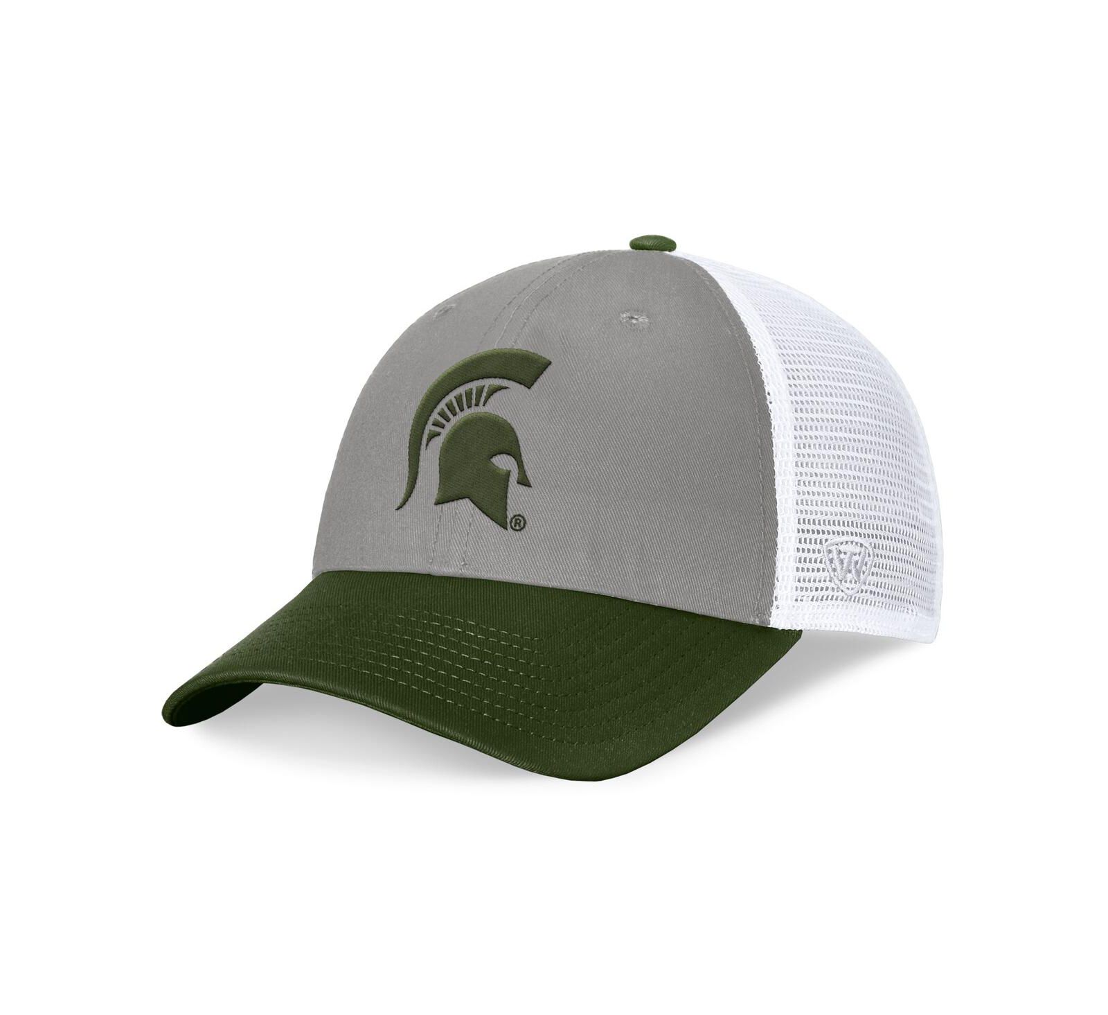 Мужская кепка Top of the World Gray/Green Michigan State Spartans OHT Military Appreciation Badge Trucker Adjustable