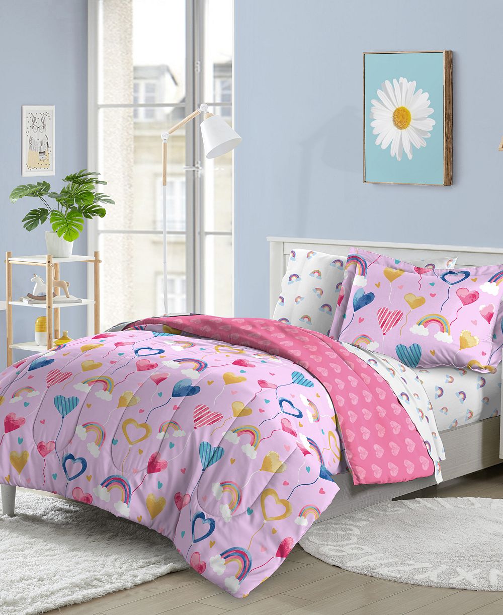 Комплект покрывала Dream Factory Balloon Hearts, реверсивный, 7 предметов, Full