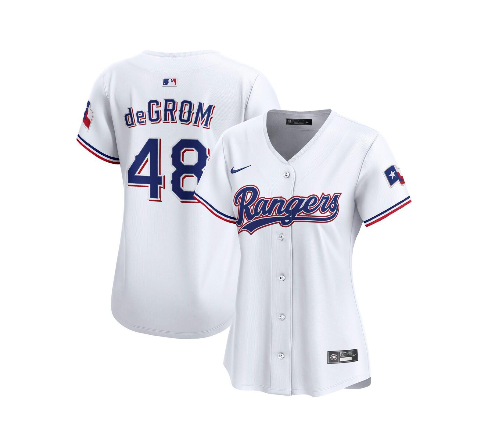 Женская джерси Nike Jacob deGrom White Texas Rangers Home Limited