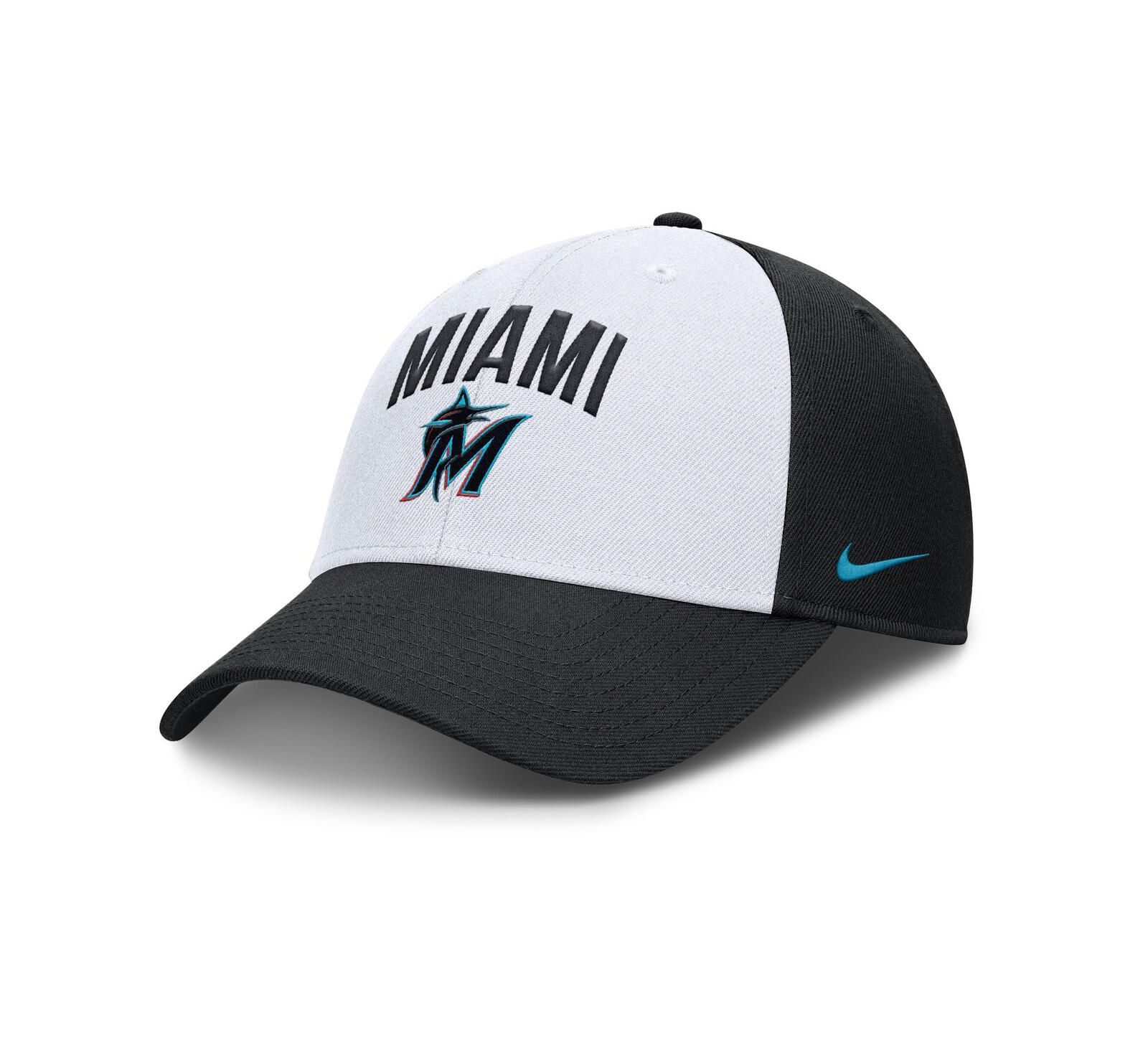 Nike Men's White/Black Miami Marlins Club Performance Adjustable Hat
