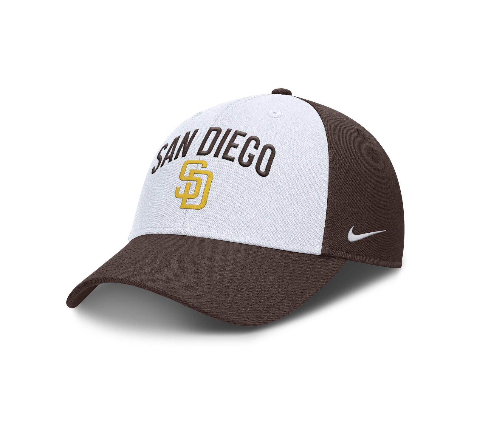 Мужская регулируемая кепка Nike White/Brown San Diego Padres Club Performance